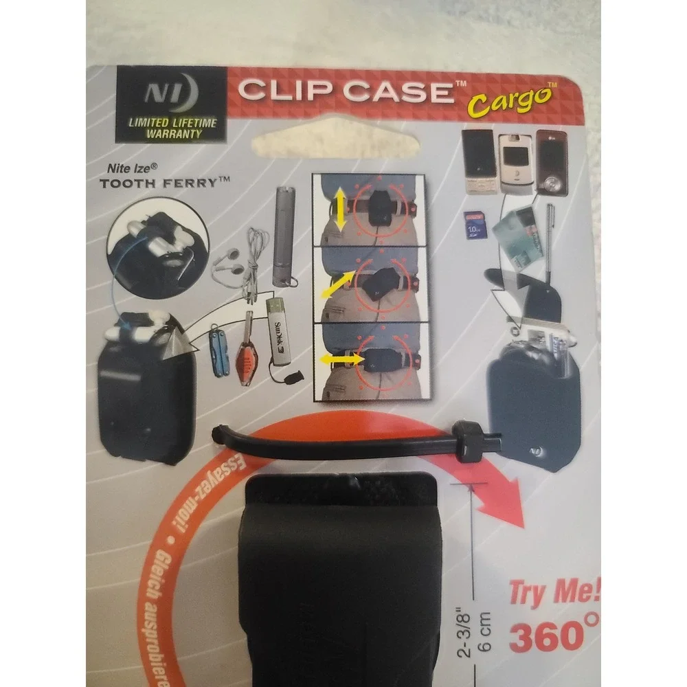 Nite Ize Clip Case Cargo Small Black Rugged Holster 360 Rotating Clip CCCS-03-01